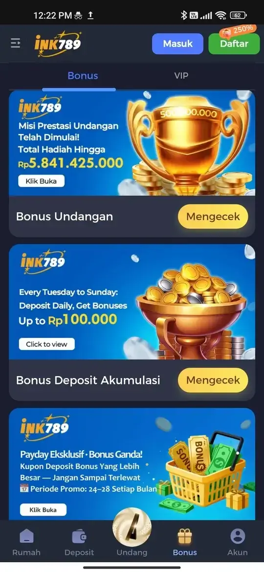 Bonus undangan dan deposit akumulasi INK789 APK